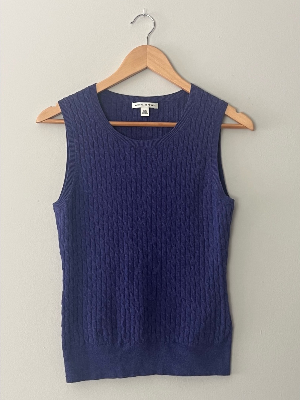 Banana Republic Cable Knit Pima Cotton Wool Sweater Vest Purple S